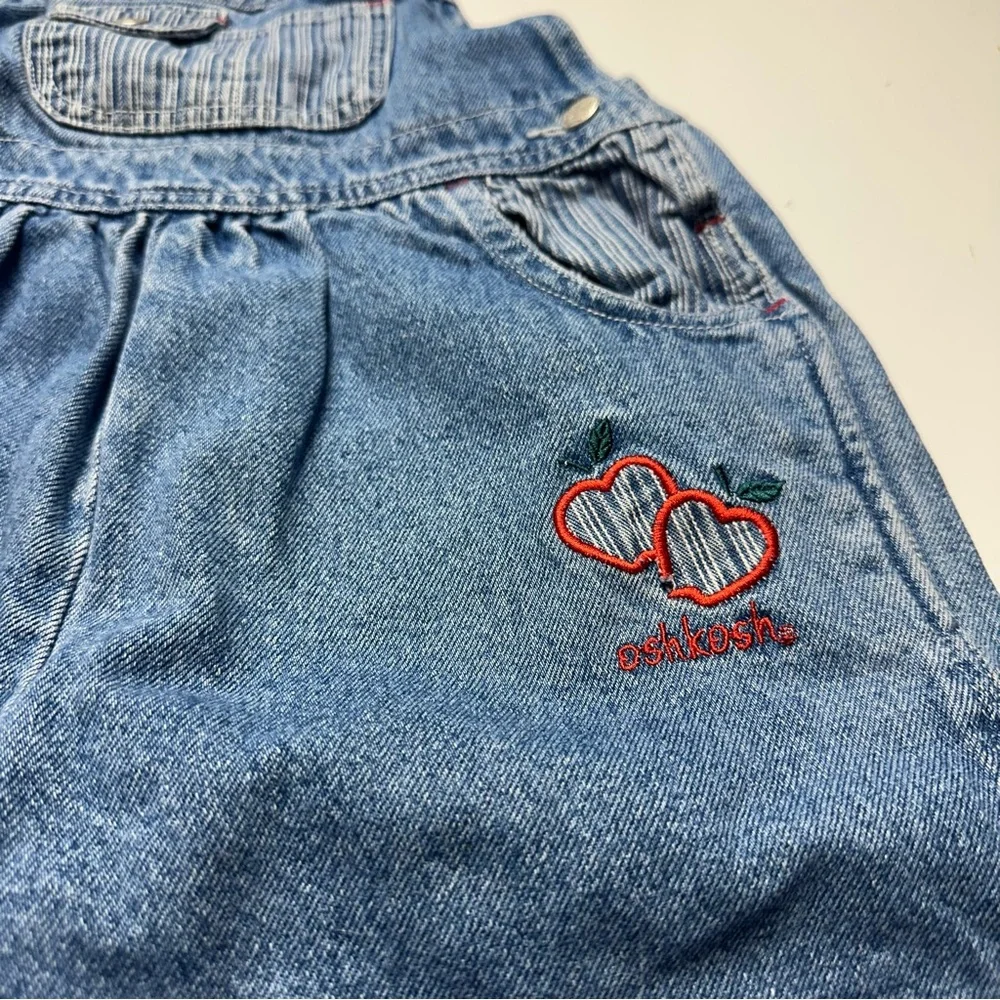 Vintage OshKosh Overalls | 90s Heart Patch Denim Relaxed · 3T